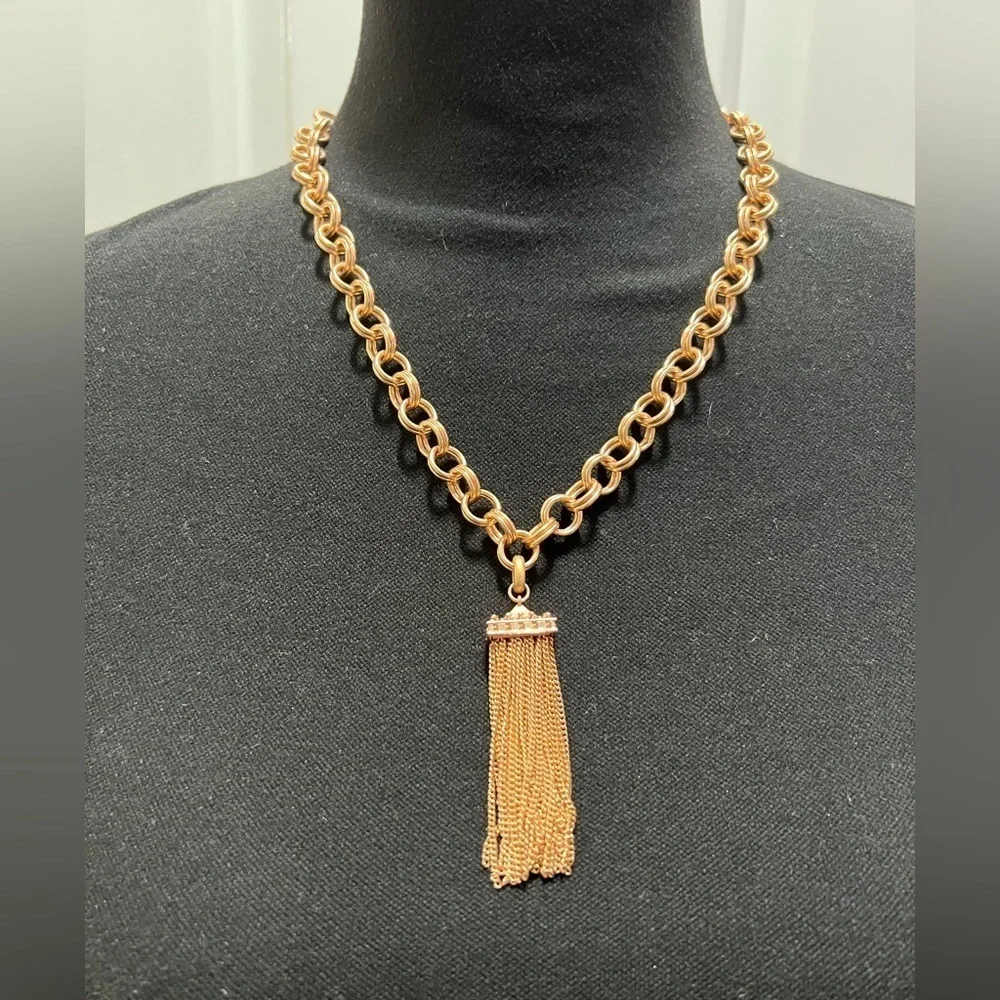 Kendra Scott Athena Charm Necklace with Detachable Tassel Charm Rose Gold